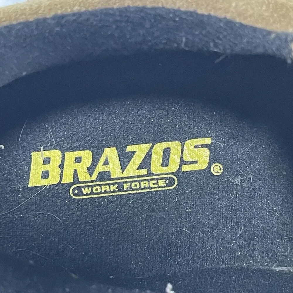Brazos Work Force Mens Size 10 D Brown Suede Slip On Work Shoes